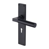 VT6300-BKMT Heritage Brass Bauhaus Lever Lock Door Handle on 200mm Plate Matt Black finish