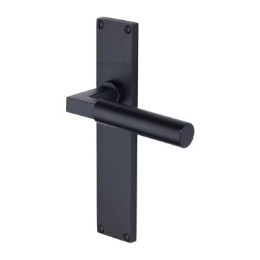 Click Here To Enlarge This Photo Of VT6310-BKMT Heritage Brass Bauhaus Lever Latch Door Handle on 200mm Plate Matt Black finish