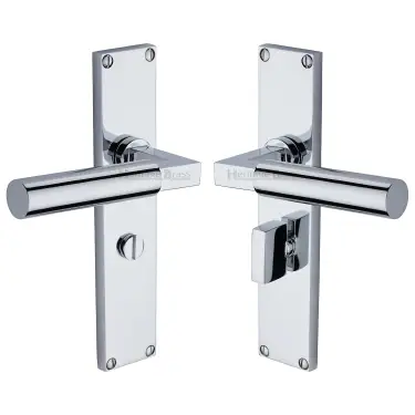 Click Here To Enlarge This Photo Of VT6330-PC Heritage Brass Bauhaus Bathroom Set Door Handle on 200mm Plate Polished Chrome finish