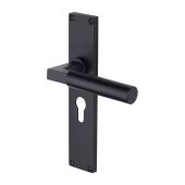 VT6348-BKMT Heritage Brass Bauhaus Euro Profile Door Handle on 200mm Plate Matt Black finish