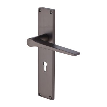 Click Here To Enlarge This Photo Of VT8100-MB Heritage Brass Gio Lever Lock Door Handle on 200mm Plate Matt Bronze finish
