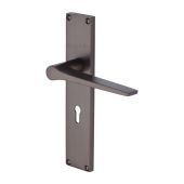 VT8100-MB Heritage Brass Gio Lever Lock Door Handle on 200mm Plate Matt Bronze finish