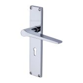 VT8100-PC Heritage Brass Gio Lever Lock Door Handle on 200mm Plate Polished Chrome finish