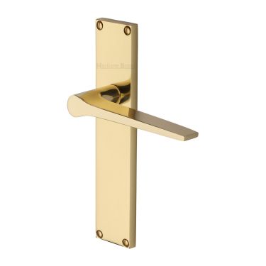Click Here To Enlarge This Photo Of VT8110-PB Heritage Brass Gio Lever Latch Door Handle on 200mm Plate Polished Brass finish