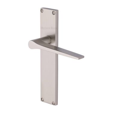 Click Here To Enlarge This Photo Of VT8110-SN Heritage Brass Gio Lever Latch Door Handle on 200mm Plate Satin Nickel finish