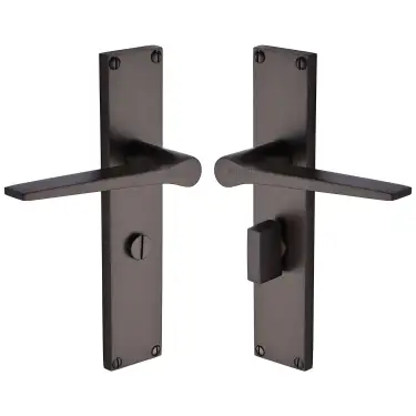 Click Here To Enlarge This Photo Of VT8130-MB Heritage Brass Gio Bathroom Set Door Handle on 200mm Plate Matt Bronze finish