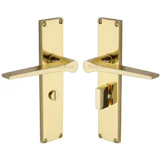 VT8130-PB Heritage Brass Gio Bathroom Set Door Handle on 200mm Plate Polished Brass finish
