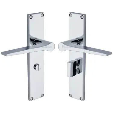 Click Here To Enlarge This Photo Of VT8130-PC Heritage Brass Gio Bathroom Set Door Handle on 200mm Plate Polished Chrome finish