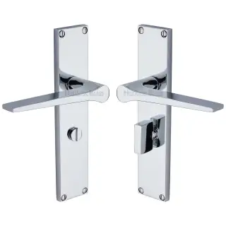 VT8130-PC Heritage Brass Gio Bathroom Set Door Handle on 200mm Plate Polished Chrome finish