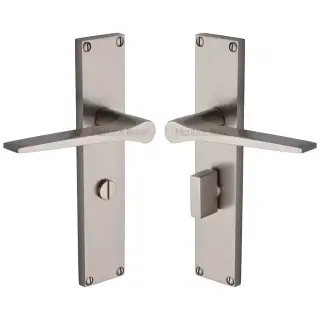 VT8130-SN Heritage Brass Gio Bathroom Set Door Handle on 200mm Plate Satin Nickel finish