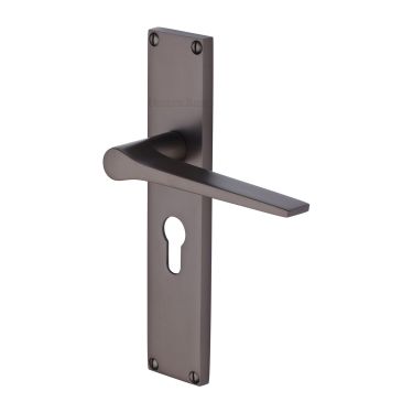 Click Here To Enlarge This Photo Of VT8148-MB Heritage Brass Gio Euro Profile Door Handle on 200mm Plate Matt Bronze finish