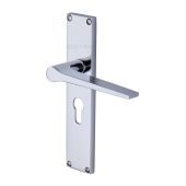 VT8148-PC Heritage Brass Gio Euro Profile Door Handle on 200mm Plate Polished Chrome finish