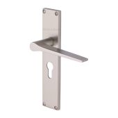 VT8148-SN Heritage Brass Gio Euro Profile Door Handle on 200mm Plate Satin Nickel finish