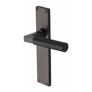 Click Here To Enlarge This Photo Of VT9310-MB Heritage Brass Bauhaus Knurled Lever Latch Door Handle on 200mm Plate Matt Bronze finish