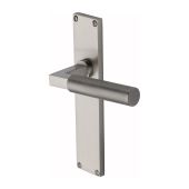 VT9310-SN Heritage Brass Bauhaus Knurled Lever Latch Door Handle on 200mm Plate Satin Nickel finish