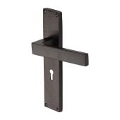 VTH3300-MB Heritage Brass Delta Hammered Lever Lock Door Handle on 200mm Plate Matt Bronze finish