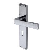 VTH3300-PC Heritage Brass Delta Hammered Lever Lock Door Handle on 200mm Plate Polished Chrome finish