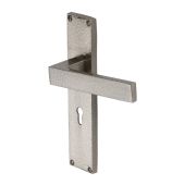 VTH3300-SN Heritage Brass Delta Hammered Lever Lock Door Handle on 200mm Plate Satin Nickel finish