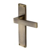 VTH3310-AT Heritage Brass Delta Hammered Lever Latch Door Handle on 200mm Plate Antique Brass finish