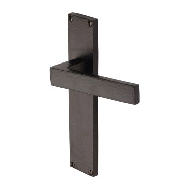 Click Here To Enlarge This Photo Of VTH3310-MB Heritage Brass Delta Hammered Lever Latch Door Handle on 200mm Plate Matt Bronze finish