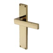VTH3310-PB Heritage Brass Delta Hammered Lever Latch Door Handle on 200mm Plate Polished Brass finish