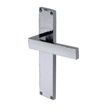 Click Here To Enlarge This Photo Of VTH3310-PC Heritage Brass Delta Hammered Lever Latch Door Handle on 200mm Plate Polished Chrome finish