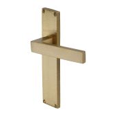 VTH3310-SB Heritage Brass Delta Hammered Lever Latch Door Handle on 200mm Plate Satin Brass finish
