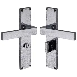 VTH3330-PC Heritage Brass Delta Hammered Bathroom Set Door Handle on 200mm Plate Polished Chrome finish