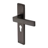 VTH3348-MB Heritage Brass Delta Hammered Euro Profile Door Handle on 200mm Plate Matt Bronze finish