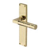 VTH4310-PB Heritage Brass Bauhaus Hammered Lever Latch Door Handle on 200mm Plate Polished Brass finish