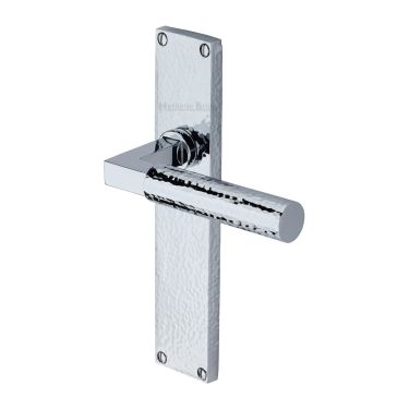 Click Here To Enlarge This Photo Of VTH4310-PC Heritage Brass Bauhaus Hammered Lever Latch Door Handle on 200mm Plate Polished Chrome finish