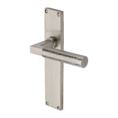 VTH4310-SN Heritage Brass Bauhaus Hammered Lever Latch Door Handle on 200mm Plate Satin Nickel finish