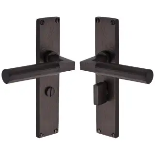 VTH4330-MB Heritage Brass Bauhaus Hammered Bathroom Set Door Handle on 200mm Plate Matt Bronze finish