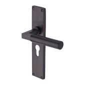 VTH4348-PC Heritage Brass Bauhaus Hammered Euro Profile Door Handle on 200mm Plate Polished Chrome finish