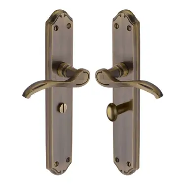 Click Here To Enlarge This Photo Of MM828-AT Heritage Brass Door Handle for Bathroom Verona Long Design Antique Brass finish