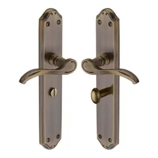 MM828-AT Heritage Brass Door Handle for Bathroom Verona Long Design Antique Brass finish