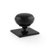 AW826-34-BL - Alexander & Wilks Quantock Cupboard Knob 34mm on Square Backplate - Matt Black