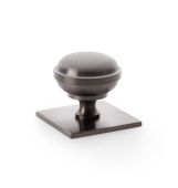 AW826-38-DBZPVD - Alexander & Wilks Quantock Cupboard Knob 38mm on Square Backplate - Dark Bronze PVD