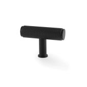 AW801-55-BL - Alexander & Wilks Crispin Knurled T-Bar Cupboard Knob - Black - 55mm