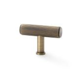 AW801R-55-AB - Alexander & Wilks Reeded T-Bar Cupboard Knob 55mm - Antique Brass