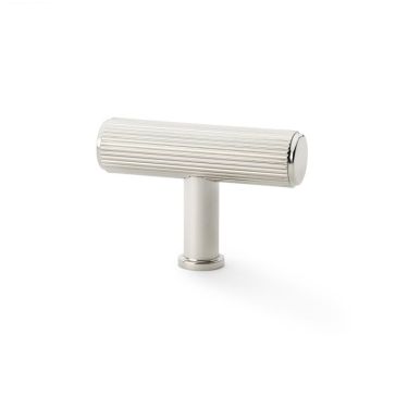 Click Here To Enlarge This Photo Of AW801R-55-PN - Alexander & Wilks Reeded T-Bar Cupboard Knob 55mm - Polished Nickel