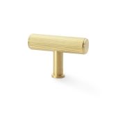 AW801R-55-SBPVD - Alexander & Wilks Reeded T-Bar Cupboard Knob 55mm - Satin Brass