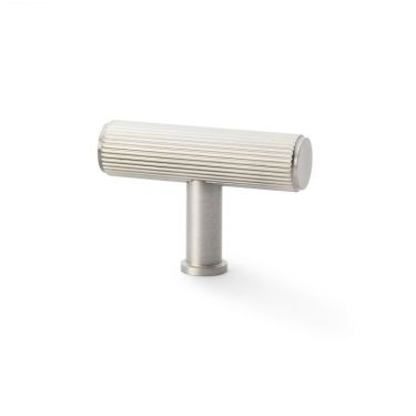 Click Here To Enlarge This Photo Of AW801R-55-SN - Alexander & Wilks Reeded T-Bar Cupboard Knob 55mm - Satin Nickel