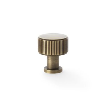 Click Here To Enlarge This Photo Of AW807R-29-AB - Alexander & Wilks Lucia Reeded Cupboard Knob 29mm - Antique Brass