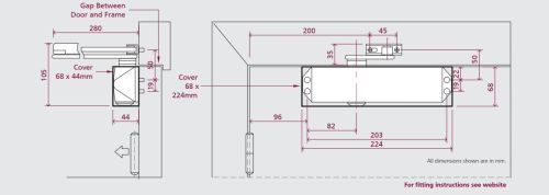 Click Here To Enlarge This Photo Of TS.3204.FB.SE - Rutland Size 3-4 Contract Overhead Door Closer - Silver
