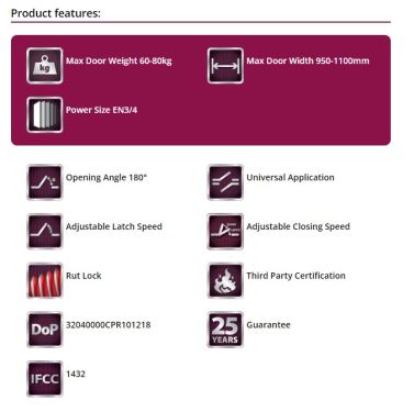 Click Here To Enlarge This Photo Of TS.3204.FB.SE - Rutland Size 3-4 Contract Overhead Door Closer - Silver