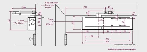 Click Here To Enlarge This Photo Of TS.9206DABC.SRFB3.316SMARS - Rutland Size 2-6 Designer Slimline Overhead Door Closer with Backcheck & Delayed Action - Satin Marine SS (316)