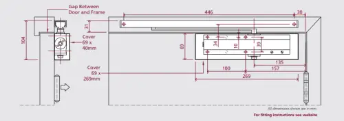 Click Here To Enlarge This Photo Of TS.24.WH - Rutland Size EN.2-4 Ezykam Overhead Slide Arm Door Closer - White