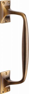Click Here To Enlarge This Photo Of V1150 253-AT Heritage Brass Door Pull Handle Cranked Design 10" Antique Brass Finish
