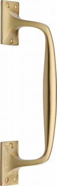 Click Here To Enlarge This Photo Of V1150 253-SB Heritage Brass Door Pull Handle Cranked Design 10" Satin Brass Finish